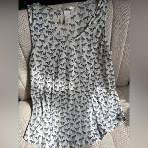 H&M Conscious Women's Cream And Black Zebra Tank Top Size S